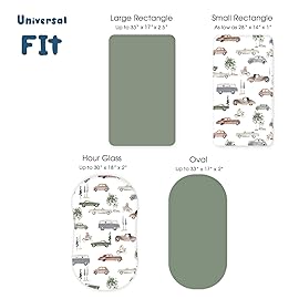 GRSSDER Stretchy Ultra Soft Fitted Bassinet Sheet Set 2 Pack, Universal Fit for Bassinets Baby Cradle Moses Basket Oval Rectangle Mattress Safe and Snug, Stylish Bassinet Sheets of Cars Print for Boys