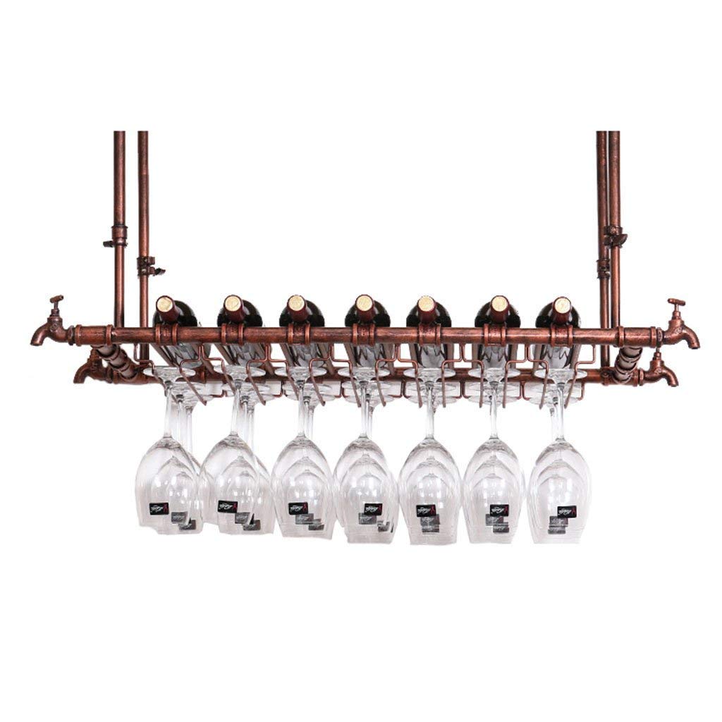 Casier à verre à vin en fer bronze L120 de plafond pour présentation haut de gamme