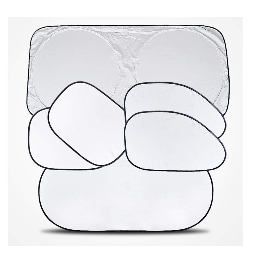 C-J-Xin Easy To Store Sunshade, Full Window Sun Visor Summer Anti-UV Shading Silver Cloth Anti-indoor Aging 6pcs Car Sun Shade (Color : Silver)