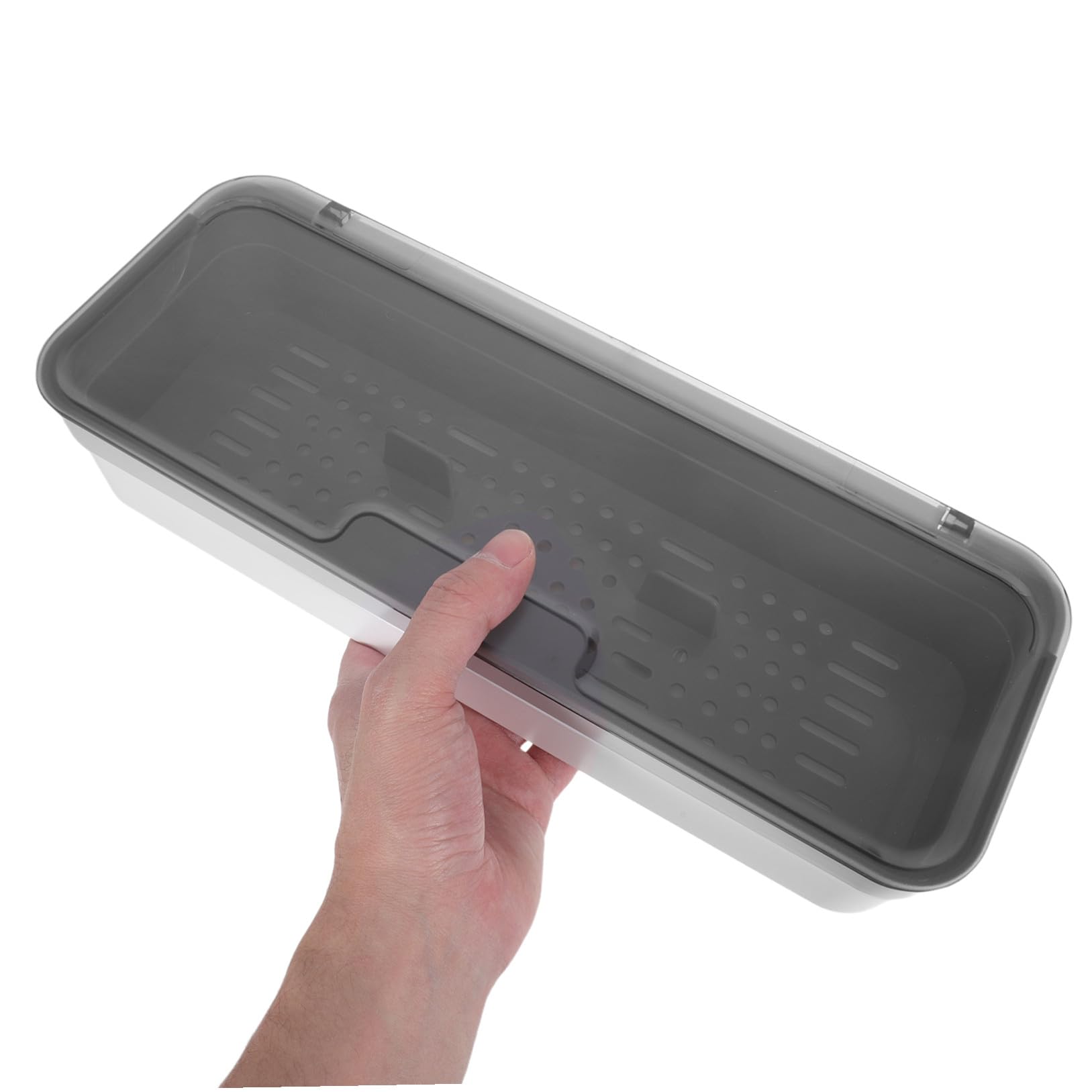 Gatuida Bandeja Organizadora para Cubiertos con Tapa Abatible, Apilable y Transparente, Contenedor para Utensilios de Cocina con Protección Anti Polvo, Adecuado para Almacenamiento