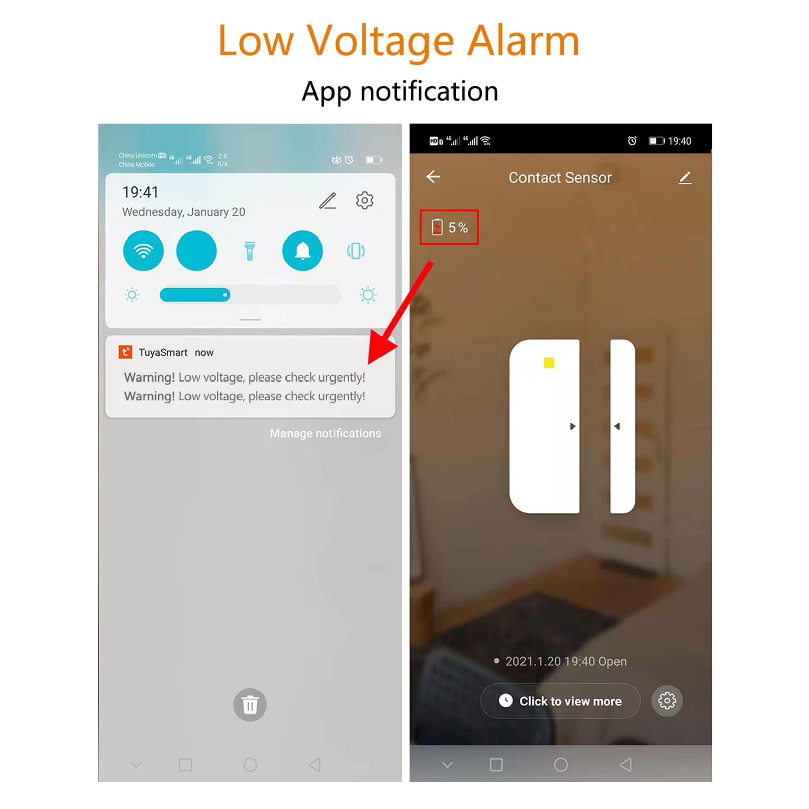 Allarme sensore porta finestra Smart WiFi, sensore rilevatore di ingresso magnetico per porta finestra wireless a contatto, allarme antifurto porta finestra sensore wireless