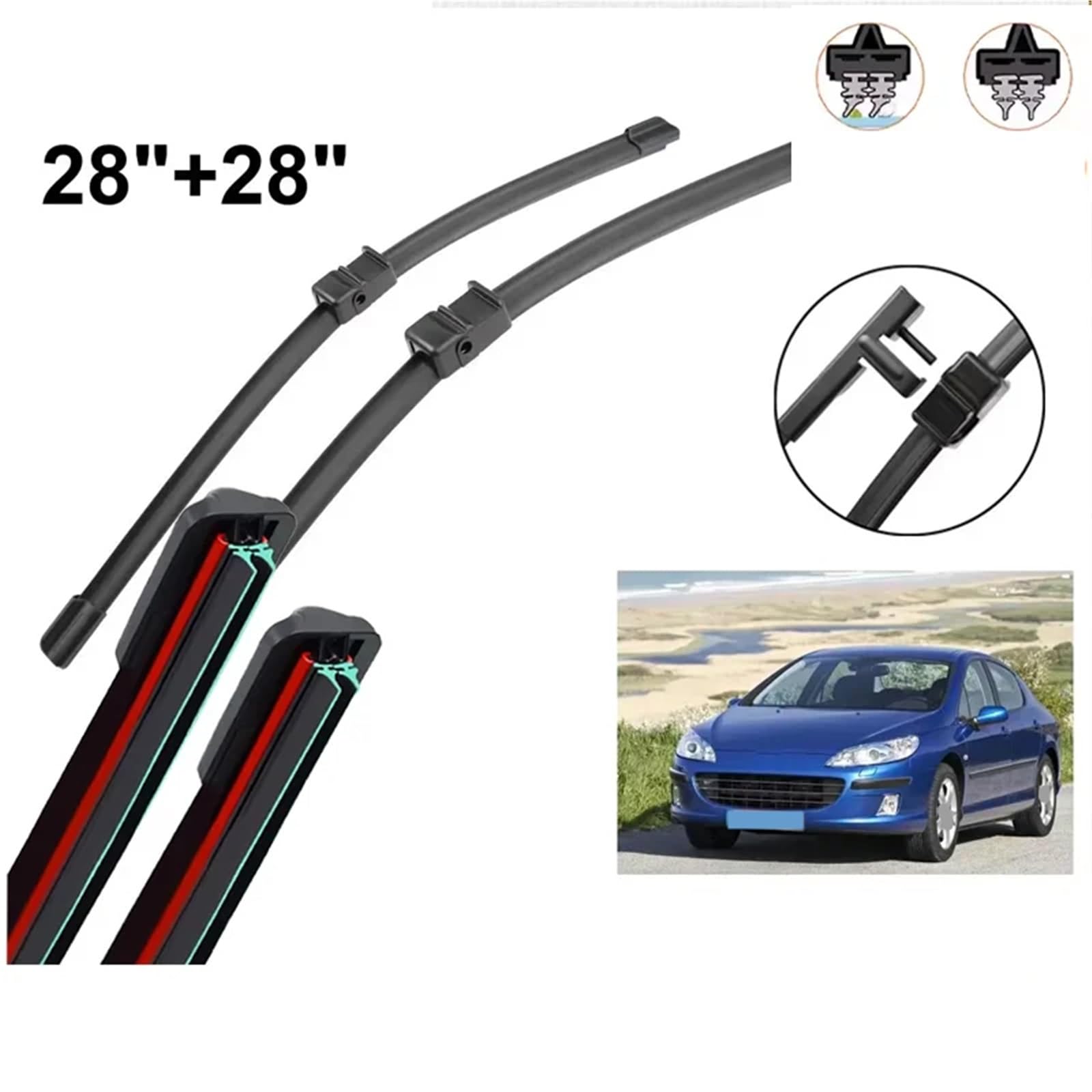 Limpiaparabrisas De Coche Compatible Con Para Peugeot Para 407SW 2004 2005 2006 2007-2010 2 Limpiaparabrisas Delanteros De 28" + 28"