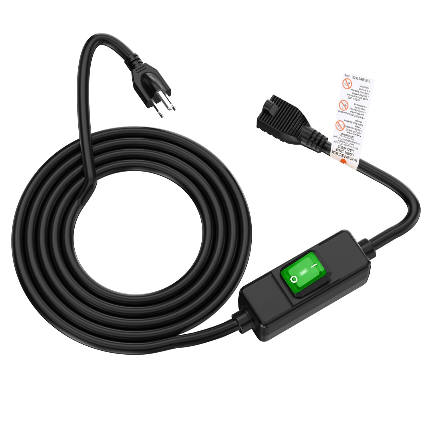 Cavo di prolunga impermeabile a 3 poli per esterni, cavo di prolunga per interruttore on/off in linea, SJTW 14AWG 3C IP57, impermeabile, interruttore in linea da 125 V