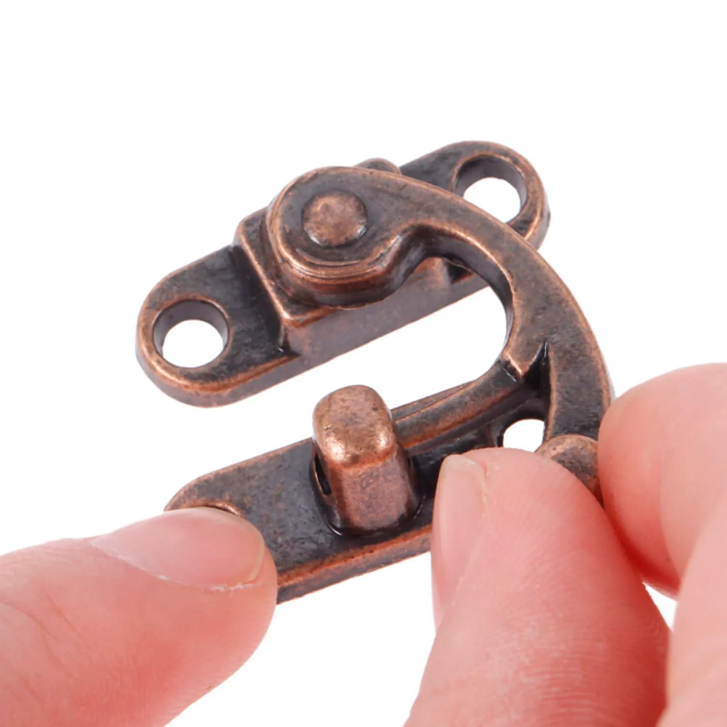 UPIQNG 12-Set Right Latch Hook With Screws – Vintage Bronze Iron Suitcase Clasp, Small Horn Lock For Jewelry Box, Wine Case & Wooden Chests (Includes 48 Screws)