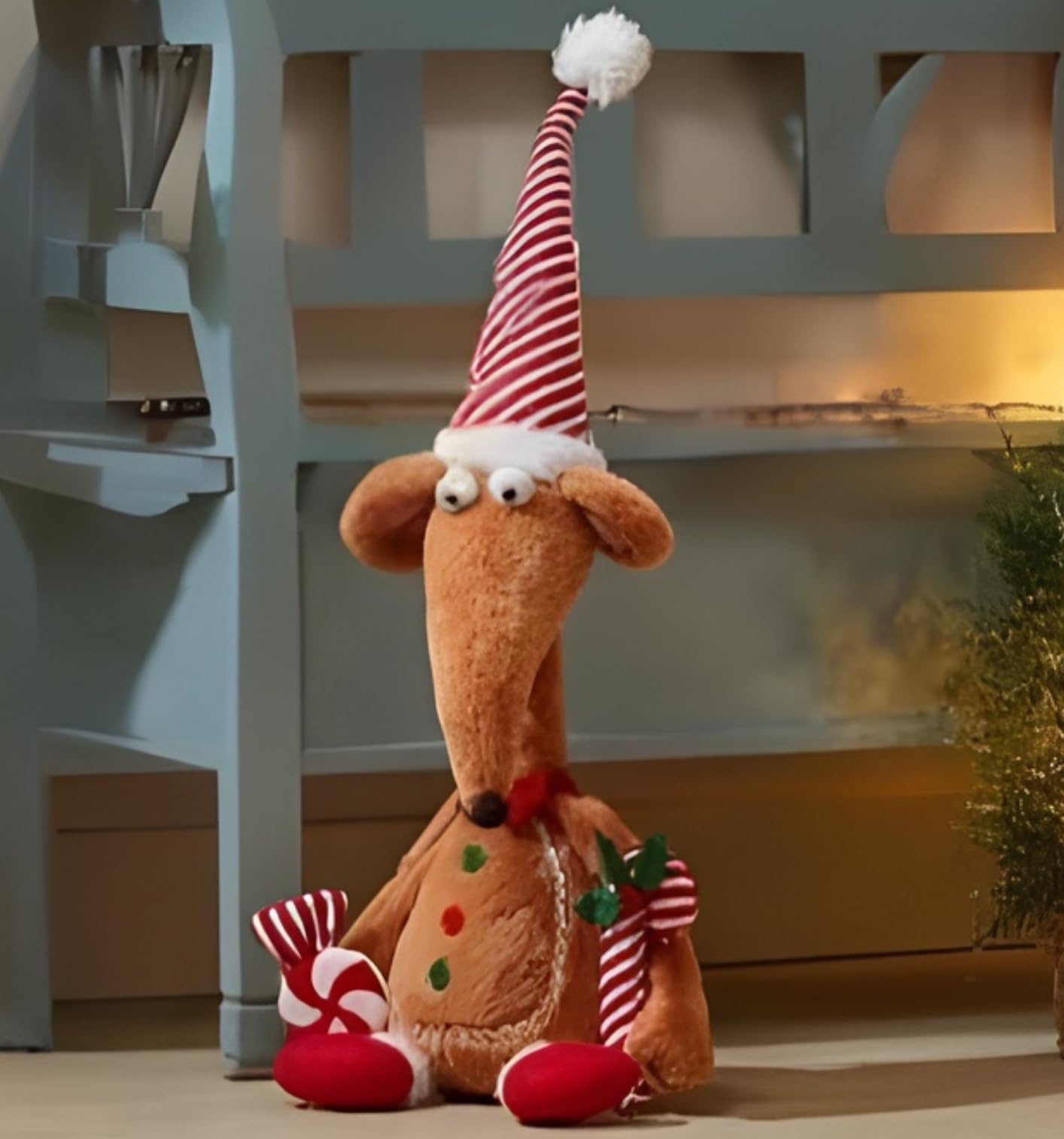 Marco Paul Giant Gingerbread Man Christmas Decoration - 127cm Weighted Plush Gingerbread Ornament With Santa Hat - Freestanding Christmas Decoration For Home Decor, Sofa Cushions & Stair Decorations