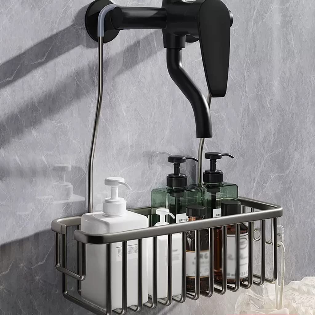 GIZNXBA Estanteria Ducha Colgar Estanteria Baño Ducha Aleación De Aluminio Baño Ducha Organizador Colgante, Ducha Estante Organizador con 2 Ganchos para Baño (Color : /Gray)