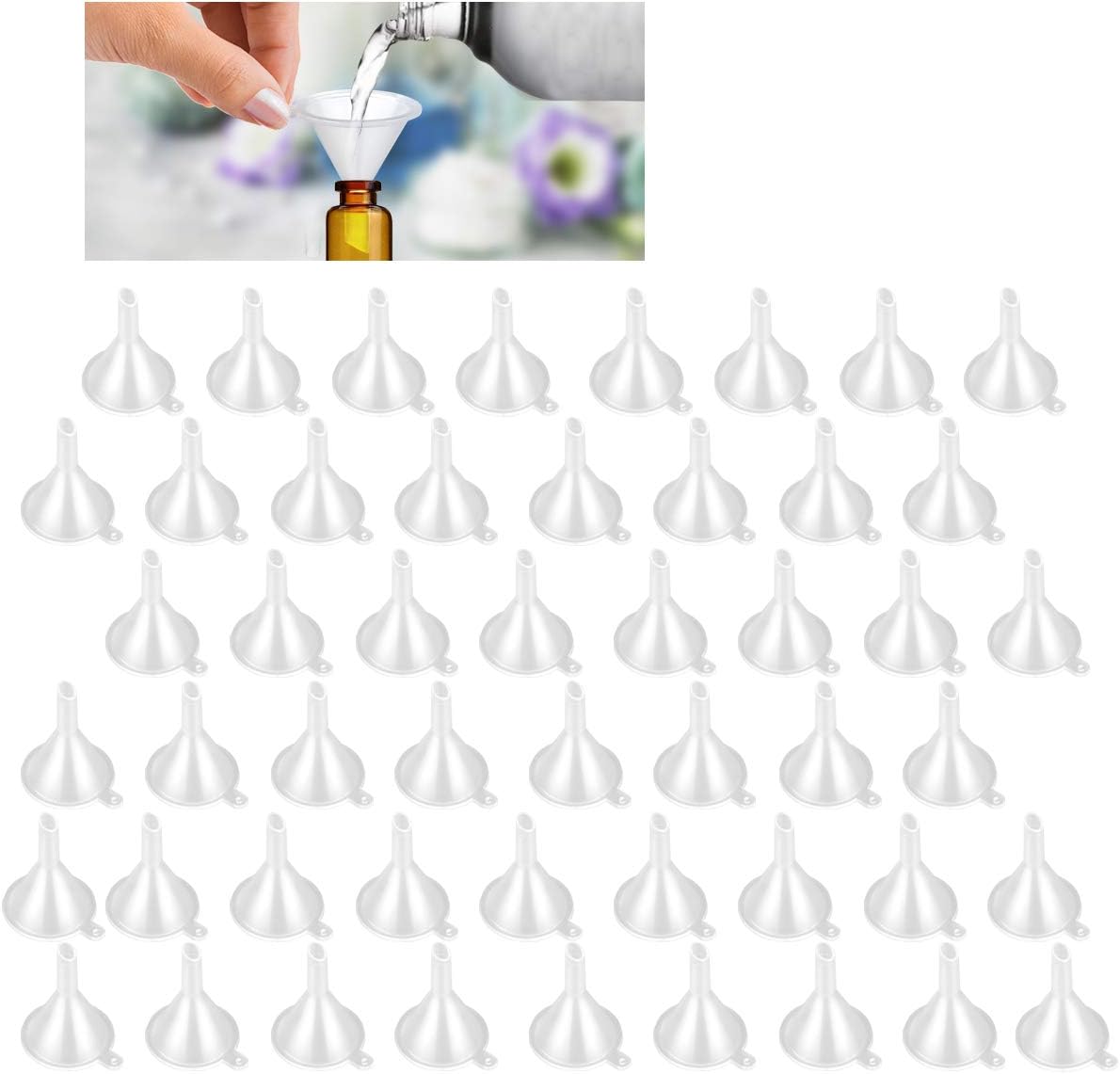 TailaiMei 12 Pcs Mini Funnel Clear Plastic Funnels for Perfume Fragrance Essential Oils, Lab Bottles, Sand Art, Spices and Recreational Activities.