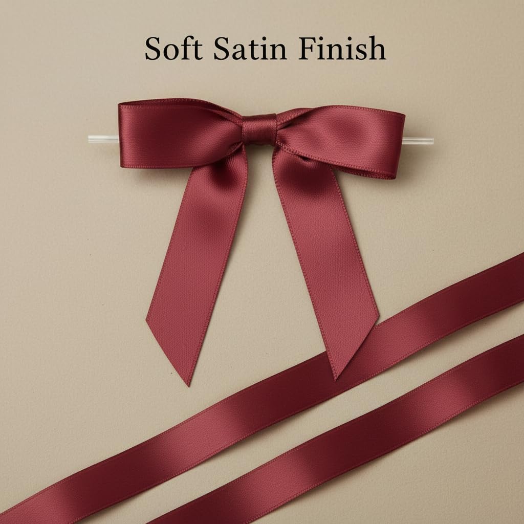 50 Pack Satin Twist Tie Bows for Gift Bags & Party Favors, 2.5 Inch Pre-Tied Ribbon Bows for Gift Wrapping, Birthday & Wedding Event Decorations - Burgundy - Image 4