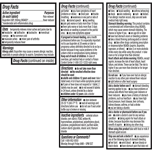 Image of HealthA2Z Ibuprofen 200mg | Pain Relief | Body Aches | Headache | Arthritis | Cramps | Back Pain | Fever Reducer (100 Count)