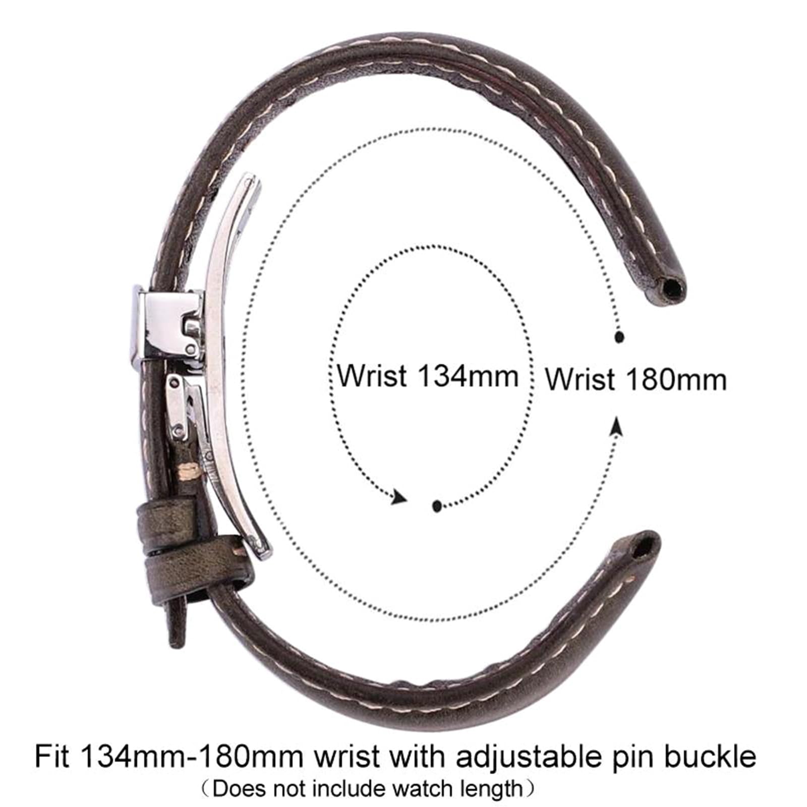 Cinturino in Pelle Bovina Cerata a Olio con Chiusura a Farfalla a sgancio rapido da 18 mm/20 mm/22 mm/24 mm con Strumenti di Installazione