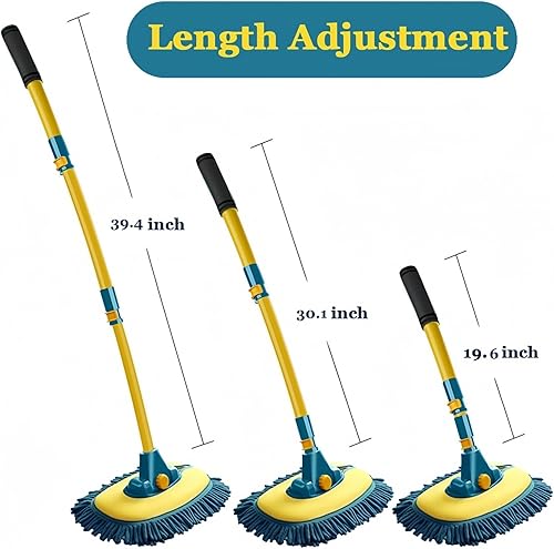 Miniatura 4 de Cepillo de lavado de coche con mango largo, guante de limpieza para lavado de autos con 1 cabezal de repuesto, kit de limpieza de cepillo de coche