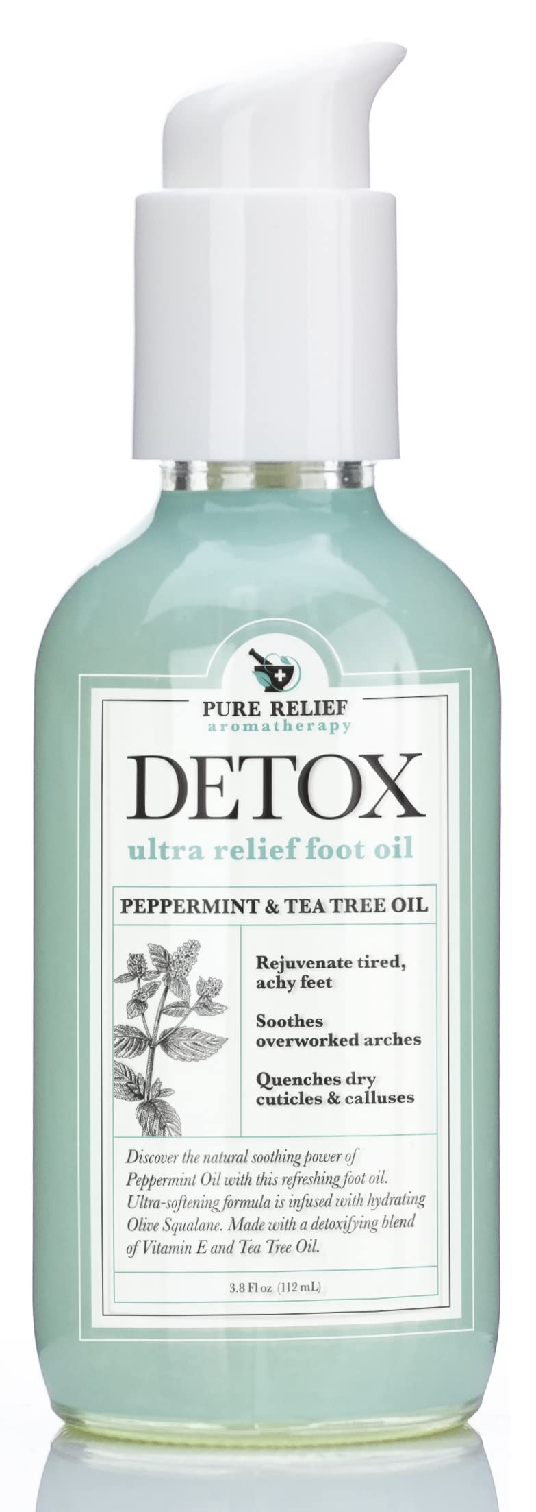 Foot Massage Oil for Sore Muscles – 3.8 Oz. Pedicure Foot Spa Oil Pump with Peppermint Oil, Tea Tree Oil, Vitamin E, and Coconut Oil for Skin and Muscle Soothing – Foot Care Products by Pure Relief