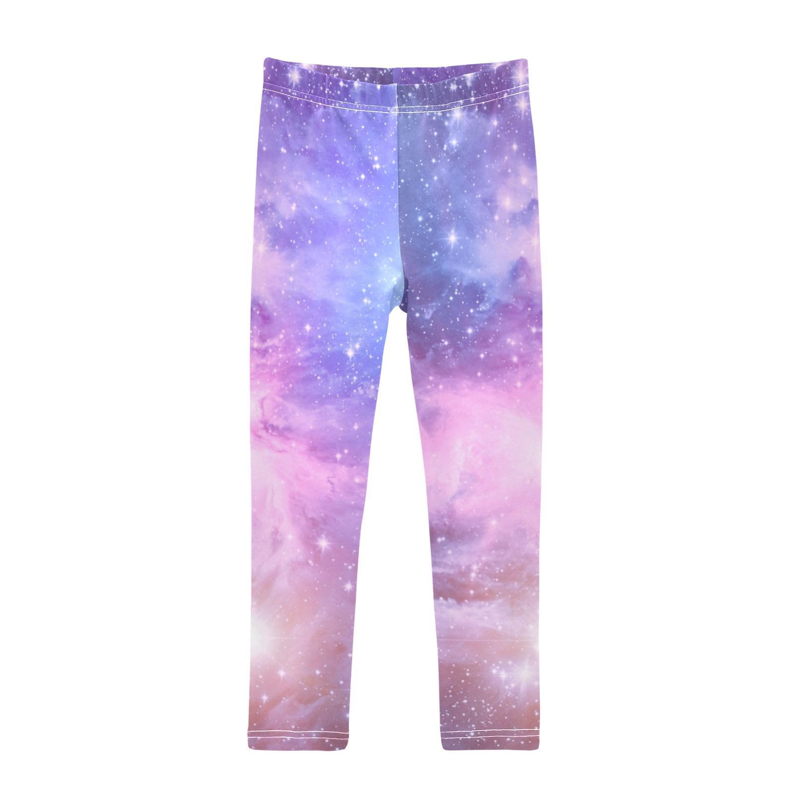 YOUJUNER Girls Leggings Galaxy Space Full Length Trousers Stretchy Casual Wear Kids Pants for Age 4-10 Child Multicoloured