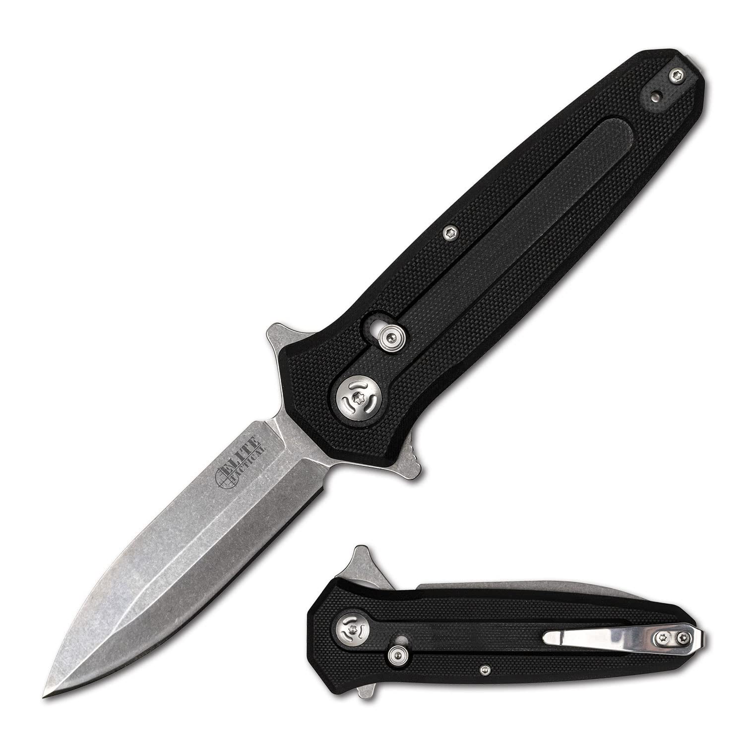 Manual Folding Knife w/D.L.M. - INCOG - Spear Point Blade, D2 Steel, Ball Bearing Pivot, S.S.D. Single Stage Deployment, G10 Handle w/Reversible Pocket Clip, EDC, ET-FDR017