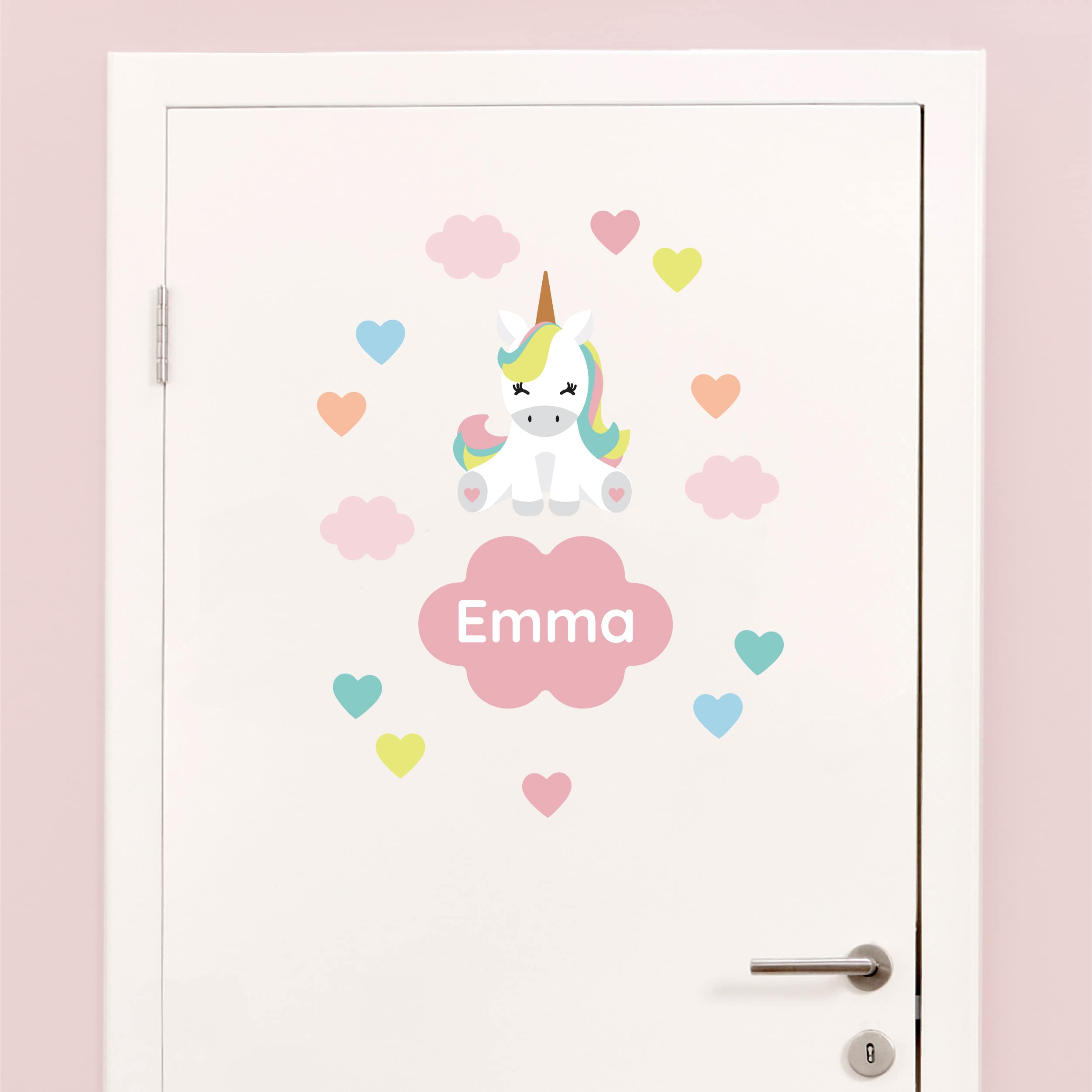 My Nametags® Personalised Unicorn Name Door Stickers for Kids | Self-Adhesive Room Decor for Walls, Doors or Furniture | Easy to Apply Door Decoration for Child's Bedroom, Nursery or Playroom, Pink
