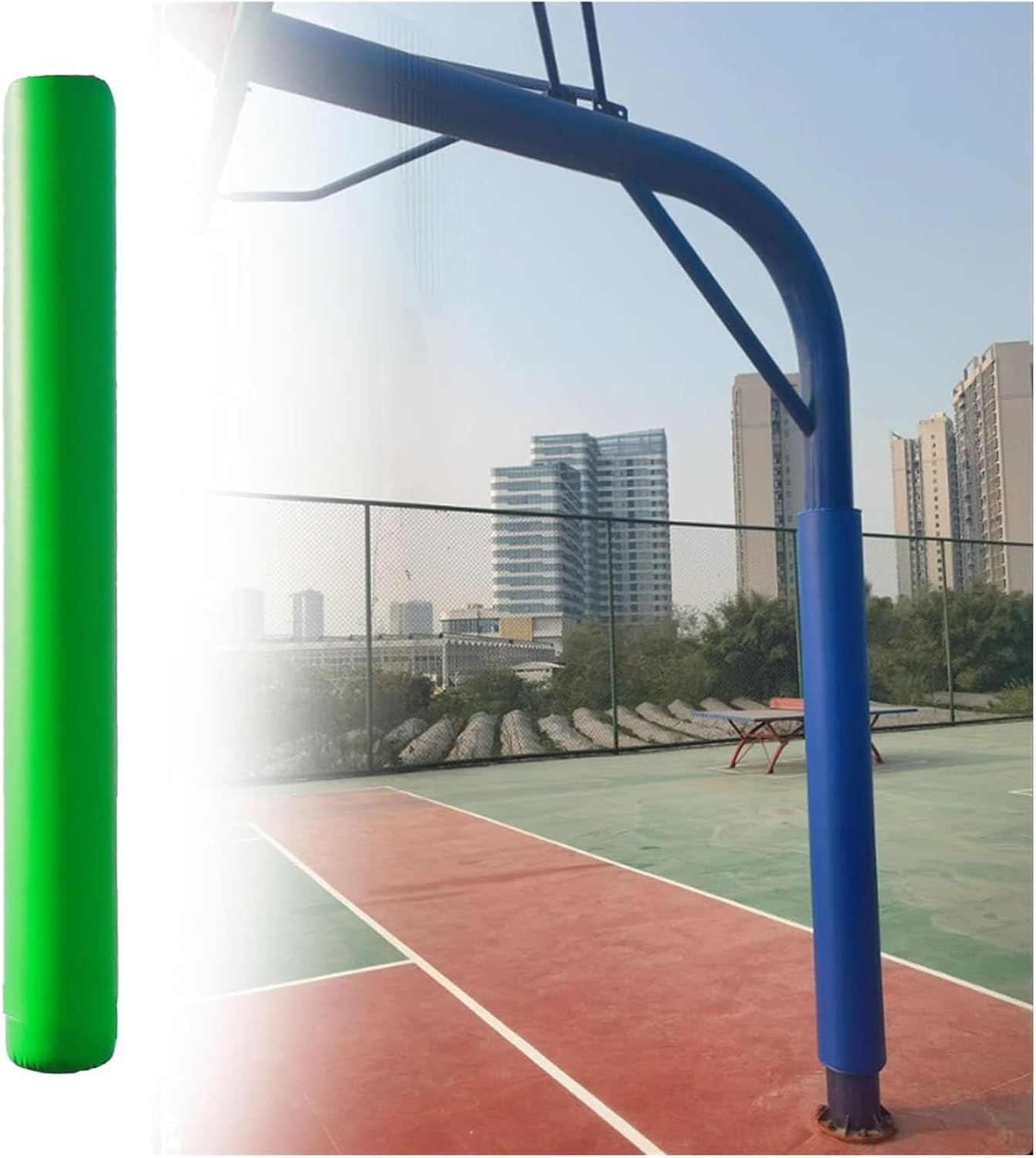 All Weather Basketball Pole Padding Outdoor,Wrap-Around Round Rod Pad,Parking Lot Column Buffer Pads,Easy Assembly