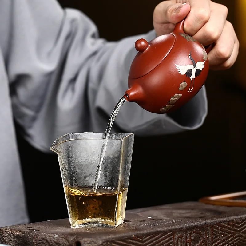 Traditioneller chinesischer Teekessel aus lila Ton, handgefertigt, praktisches Reise-Teeset, Retro-Teekessel für Zuhause, Zubehör für die chinesische Teezeremonie, Teekanne für losen Tee, 210 ml Ker