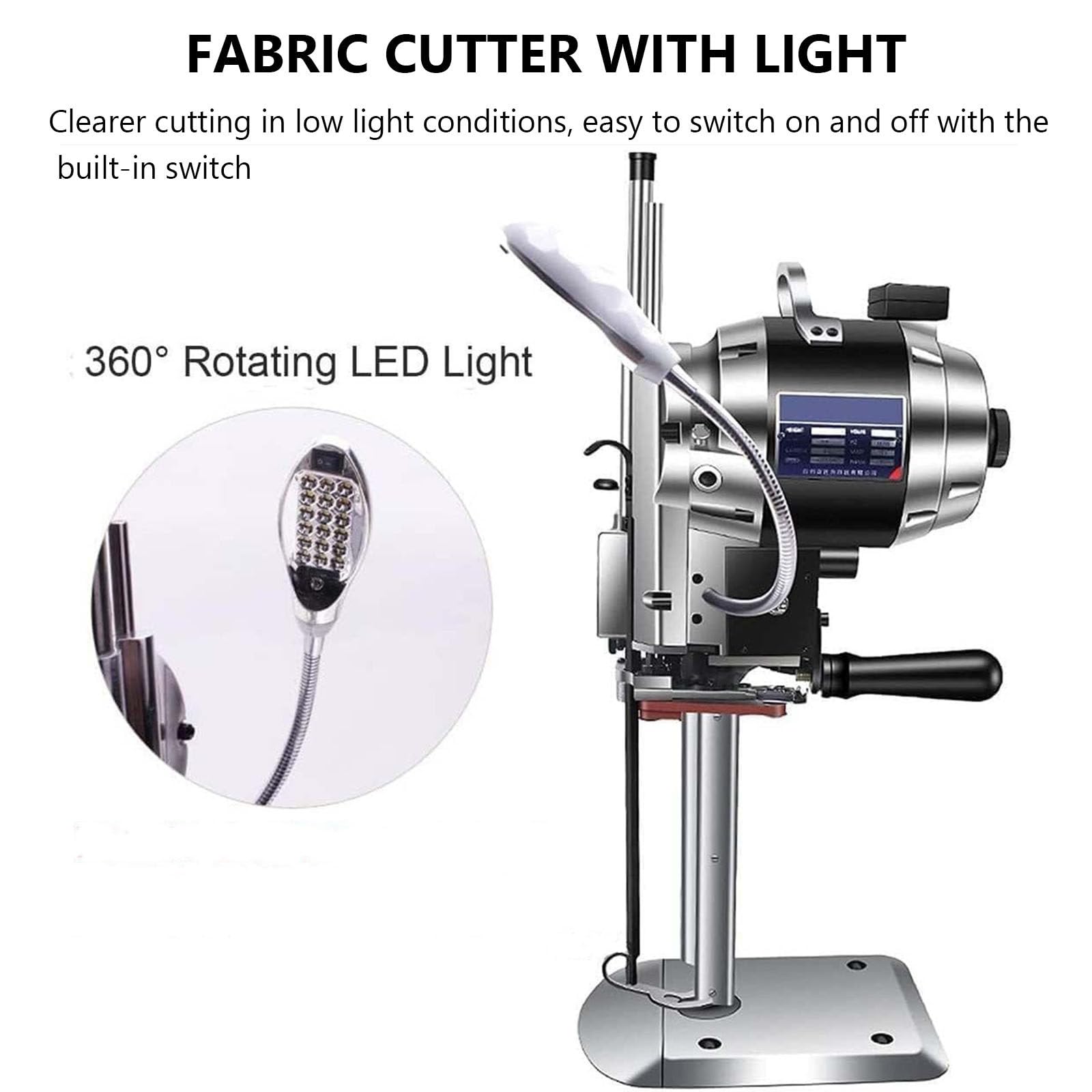 Taglierina Elettrica Verticale Per Tessuti, Macchina Da Taglio Per Tessuti Multistrato Con Led, Taglio Dritto E Curvo, Macchina Da Taglio Per Stoffa, Tessuto, Pelle E Moquette, 6-15 Pollici,12in
