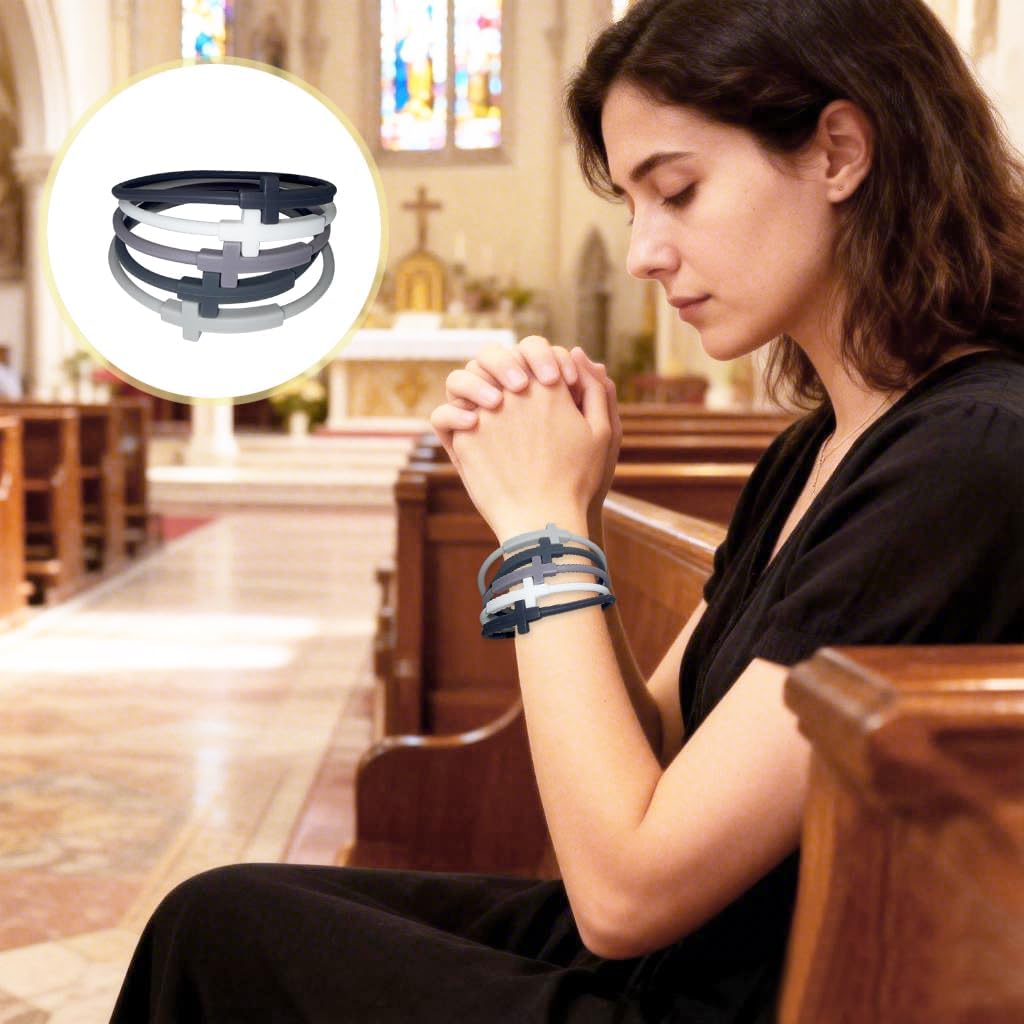 20 Pcs Cross Bracelets Jesus Bracelets Silicone Cross Wristband Bracelet Friendship Gift for Women Men - Image 3