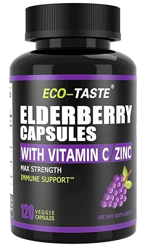 ECO-TASTE Elderberry Capsules with Zinc & Vitamin C - 120