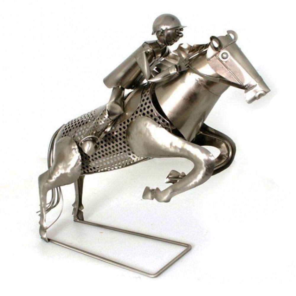 Porte bouteille jockey sur cheval FAYE en métal sculpté aux finitions premium