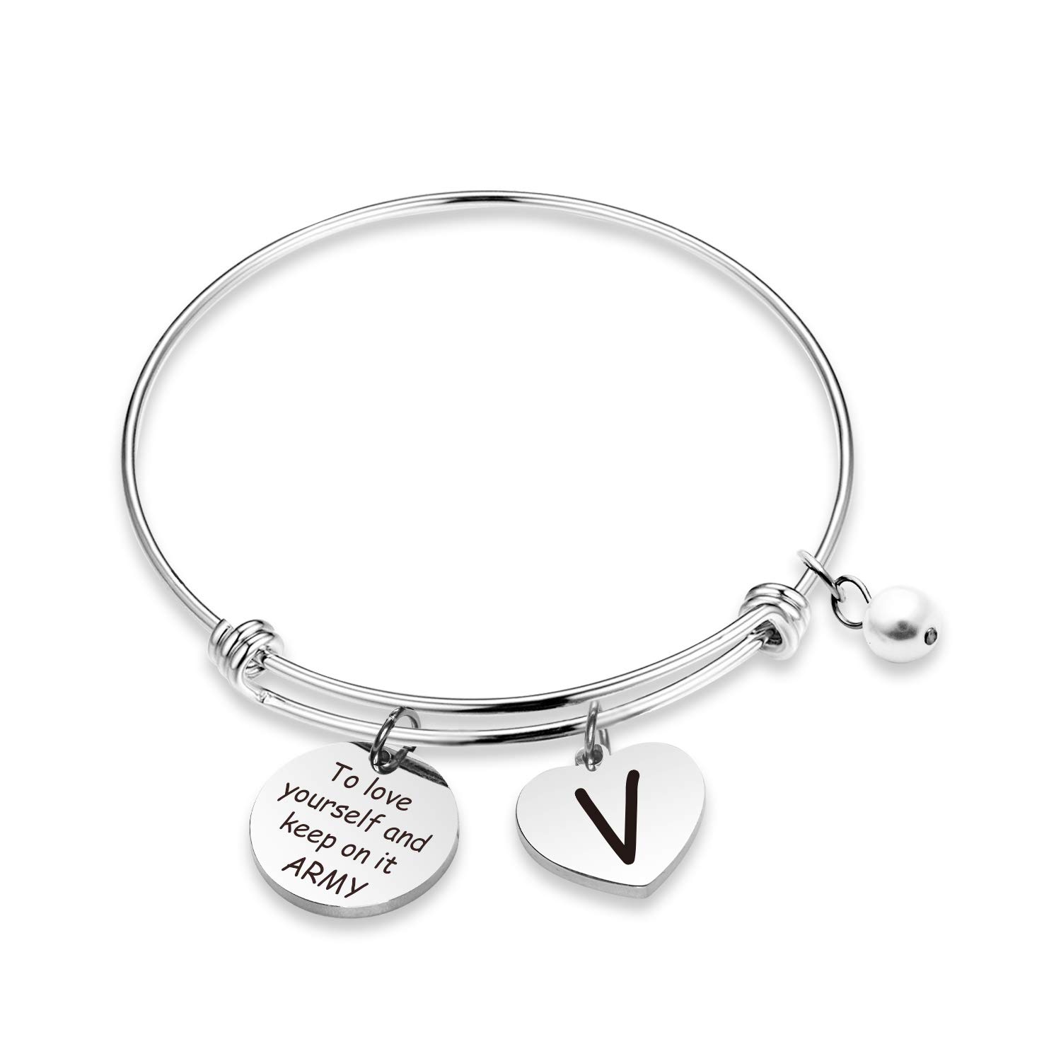 WENATA Kpop Bangtan Boys Bracelet to Love Yourself Army Never Mind Charm Bracelet Inspirational Gift for Bangtan Boys Fans