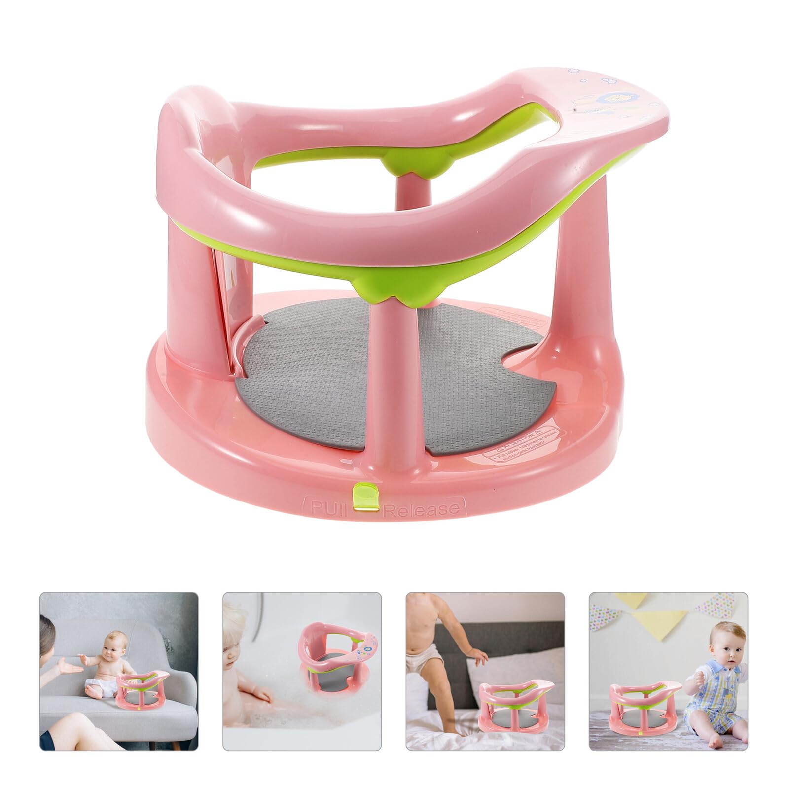 DECHOUS Asiento de Baño para Niña Antideslizante y Portátil con Doble Función para y Recostar Adecuado para Recién Nacidos y Bebés Diseño Seguro y Cómodo Color Rosa