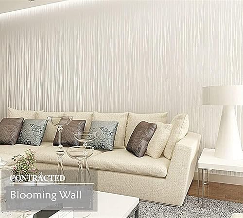 Vista 8 de Blooming Wall: papel tapiz pintado clásico de rayas lisas con luz de la luna, 20.8 pulgadas, 32.8 pies = 57 pies cuadrados por rollo gris