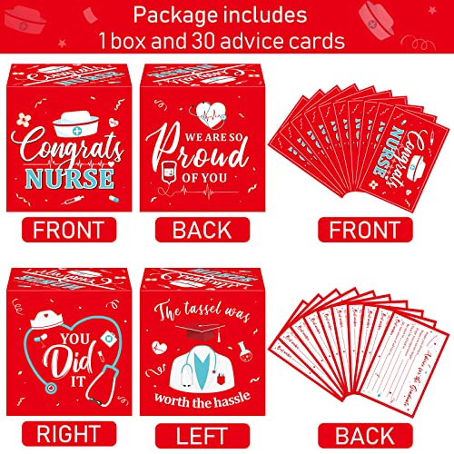 Funrous Nurse Graduation Card Box With 30 Pcs Advice Cards Congrats Grad Gift Card Box Class Of 2023 Cardholder Box Graduation Party Card Box Holder For School College Graduation Party Supplies #TOP4