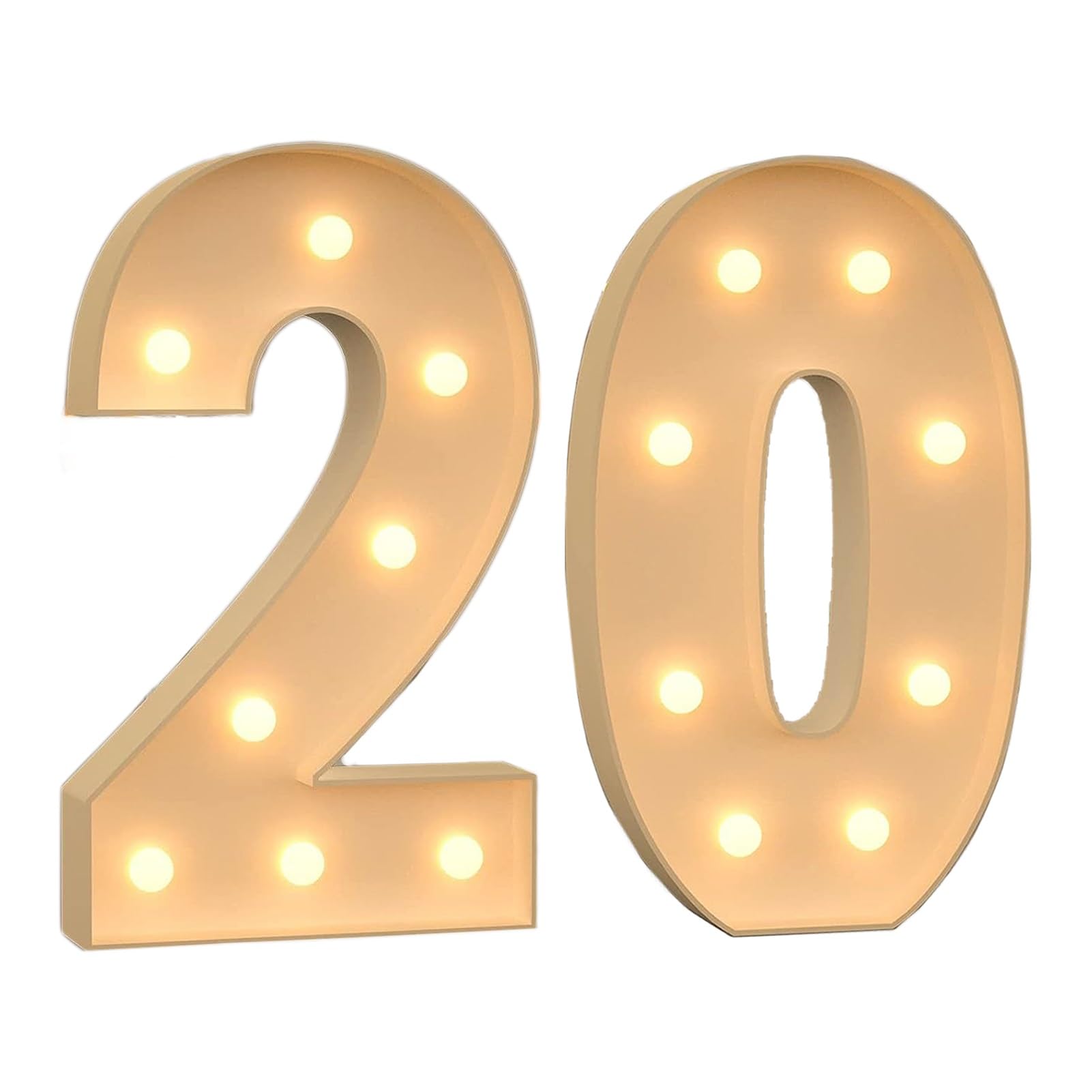 Marquee Light Up Numbers, 3ft/4ft Giant Mosaic LED Numbers Light Sign, Pre-Cut Mosaic Numbers Kit for Wedding Anniversary Bar Home Birthday Party Decoration ( Color : Number 20 , Size : 70CM/2.3FT )