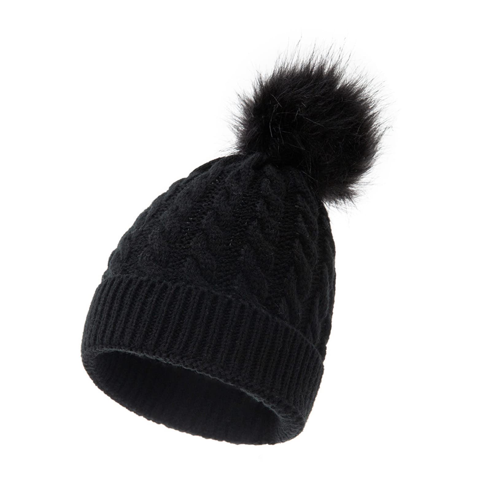 Czapka Zimowa Ciepła Podszewka Bawełniana Cienka Dzianinowa Czapka Dla Malucha Dziecięca Chłopięca Czapka Zimowa Dla Dziewczynek 55 Dziewcząt/Black/One Size