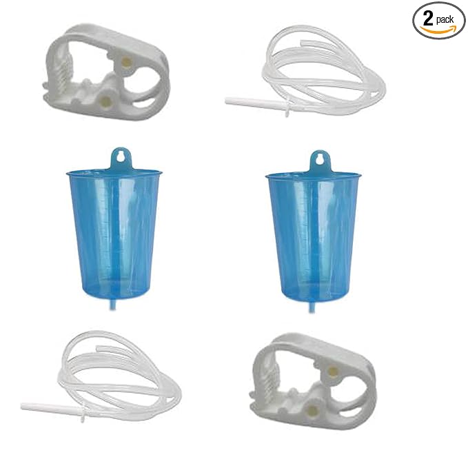 CurePlus Non Sterile Kit Enema Can with Silicon Colon Tip PVC Tube Pinch Clamp and Nozzle (Blue, Pack of 2)