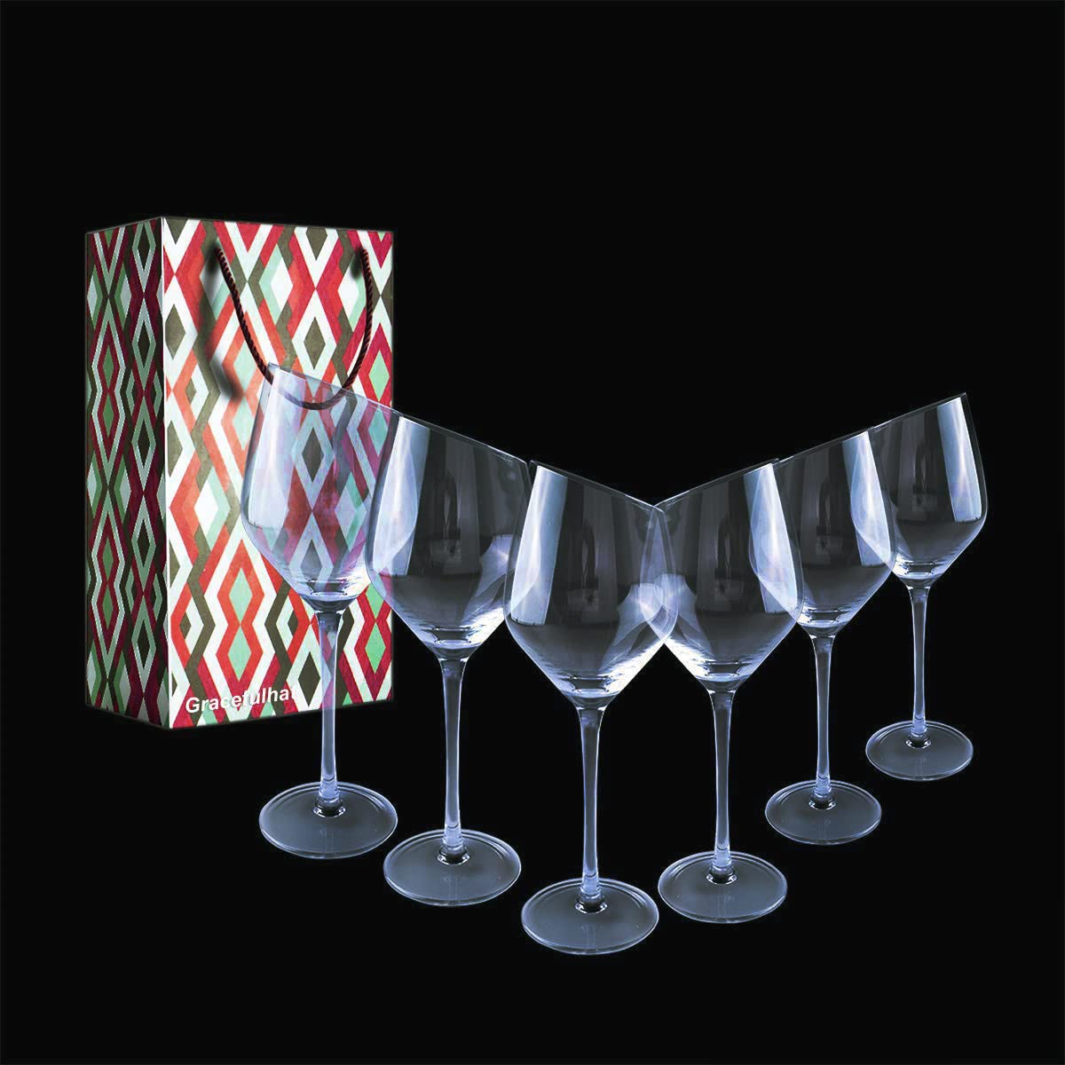 Wine Glasses Set of 6, 17 OZ Crystal Goblets for Red, White and Rose Wine | Stemmed Drinking Glasses Daily Use & Party | Foam Protection Gift Box - Nice Gift for Housewarming and Any Festival