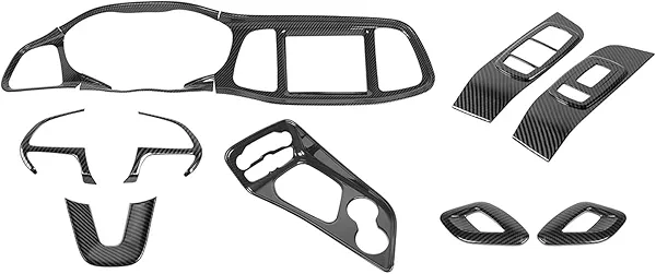Voodonala Carbon Fiber Interior Trim Kits Compatible with Dodge Challenger 2015-2024, Center Console Dash Gear Shift Steering Wheel Window Lift Control Panel Cover