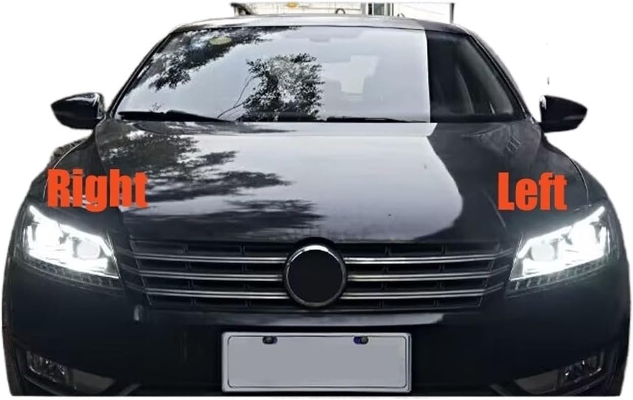 Compatible for Volkswagen for VW for Passat B7 Modified Version 2011 2012 2013 2014 2015 Car Headlight Cover Headlamp Lens Auto Shell(A Piar) (Right)