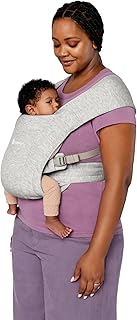 Ergobaby Embrace Babytrage für Neugeborene ab Geburt Extra Weich, Bauchtrage Baby Tragetasche Ergonomisch, Soft Grey