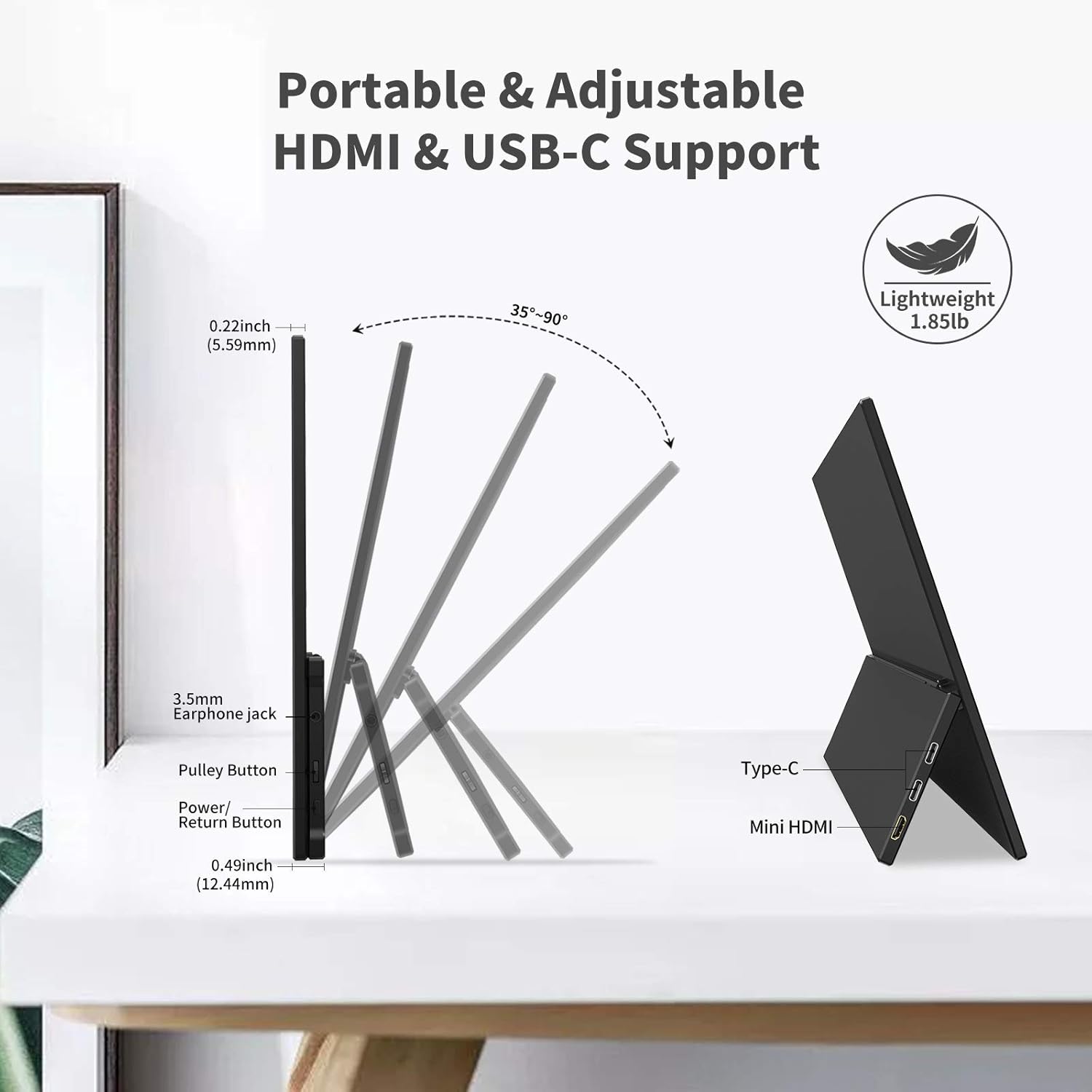 Bеѕt Cуbеr Dеаlѕ 🔥 Portable Monitor, 15.6 inch Double Type C Portable Monitor HDMI for Laptop, Portable Screen Travel Monitor Plug & Play (15.6 Regular Portable Monitor)