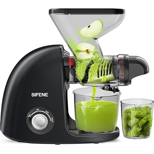 SiFENE Slow Masticating Cold Press Juicer Machines for Fruit & Vegetable, Juice Yield Maker Extractor with Dual Mouth, Quiet Motor & Anti-Clog System (Black)