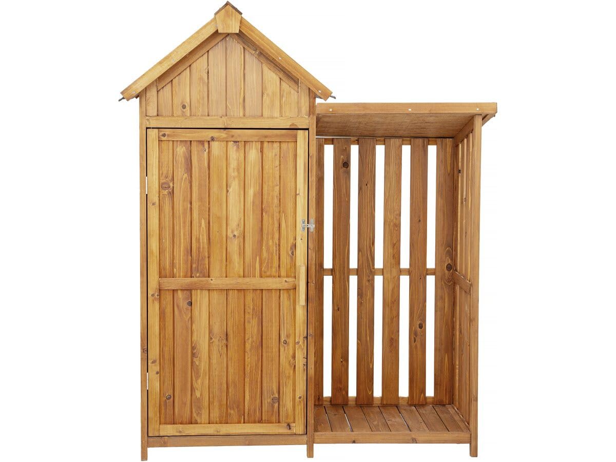 Habitat et Jardin Gartenschrank aus Holz mit Kaminholzablage Noé 136 x 57 x 170 cm Braun