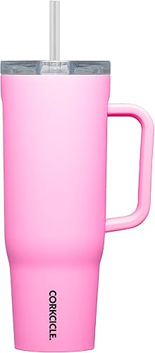 Miniatura 8 de Corkcicle Vaso con popote y asa, botella de agua reutilizable, triple aislamiento, taza de viaje sin BPA, mantiene las bebidas frías durante 12