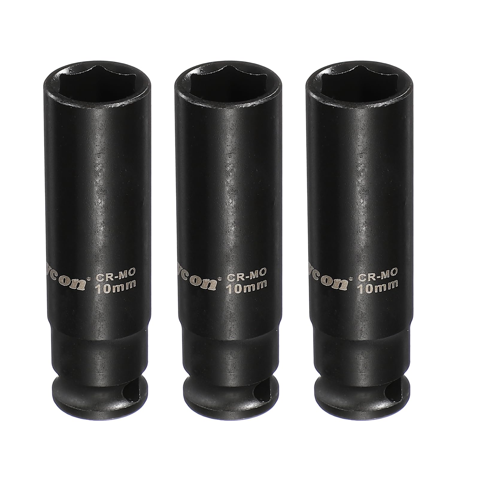 sourcing map 3Pcs 6 Point Deep Impact Socket 1/4 Inch Drive 10mm Metric Standard Socket Cr-Mo Steel Spindle Axle Hex Nut Bolt Sockets for Auto Machine Repair