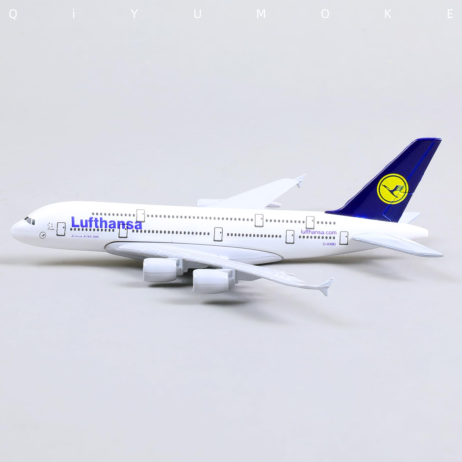 1/400 Modelo de avión A380 para Lufthansa A380 Kit de Modelo de avión de Metal Fundido a presión (16 cm) con Soporte de exhibición para Adultos, Juguete de avións Regalo de aviación