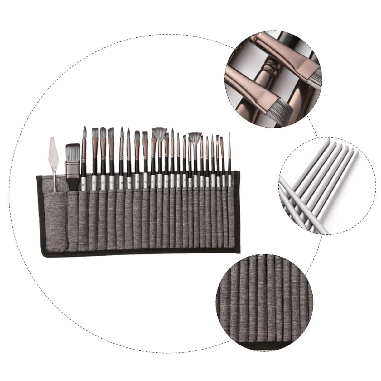 Homoyoyo 24piezas Pinceles de Nailon con Cerdas para Pintar y Dibujar Kit de Pintura para Acuarela y Dibujo de Acuarela con Bolsa para Almacenamiento