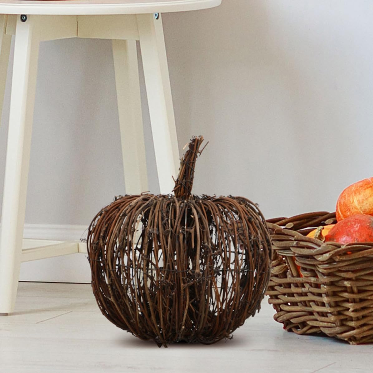 2 Pezzi Decorazione Zucca in Rattan Intrecciato Riutilizzabile e Affidabile, Design Classico per Festa di Halloween e Arredamento Autunnale la Casa