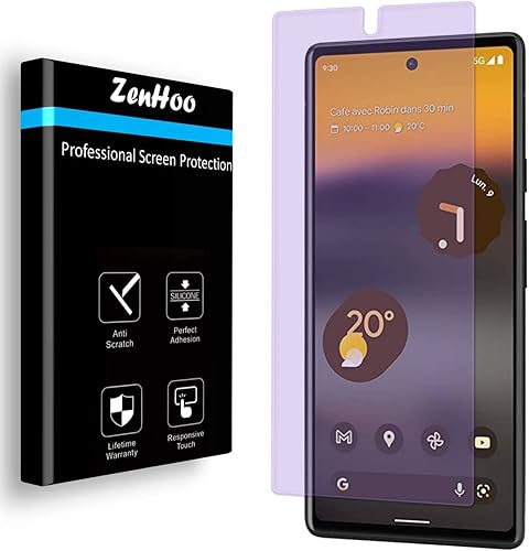 Protector de pantalla de vidrio templado para Google Pixel 6a (2022), antiluz azul protección ocular