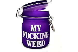 Purple Frosted Glass Herb Jar | Airtight & Odor Proof | Discreet...