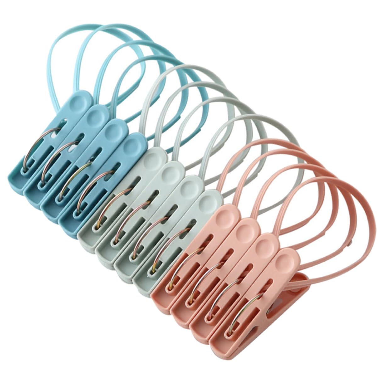 Amazon.co.jp : Cabilock 12個防風設計 ロープ付き衣類クリップ