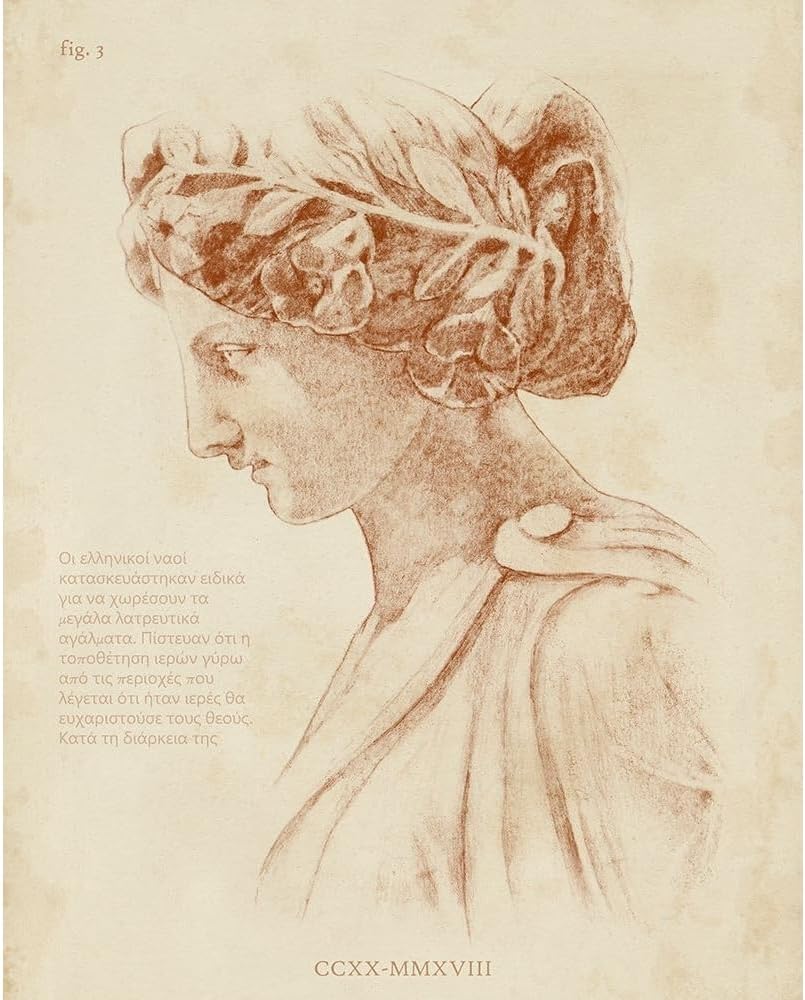 ArtDirect Sepia Greek Statues I Unframed Art Print Giclee Poster by Warren, Annie - Ready for Framing with Customization Sizes 8x10, 11x14, 16x20, 24x30, 36x45, and 48x60 Inches