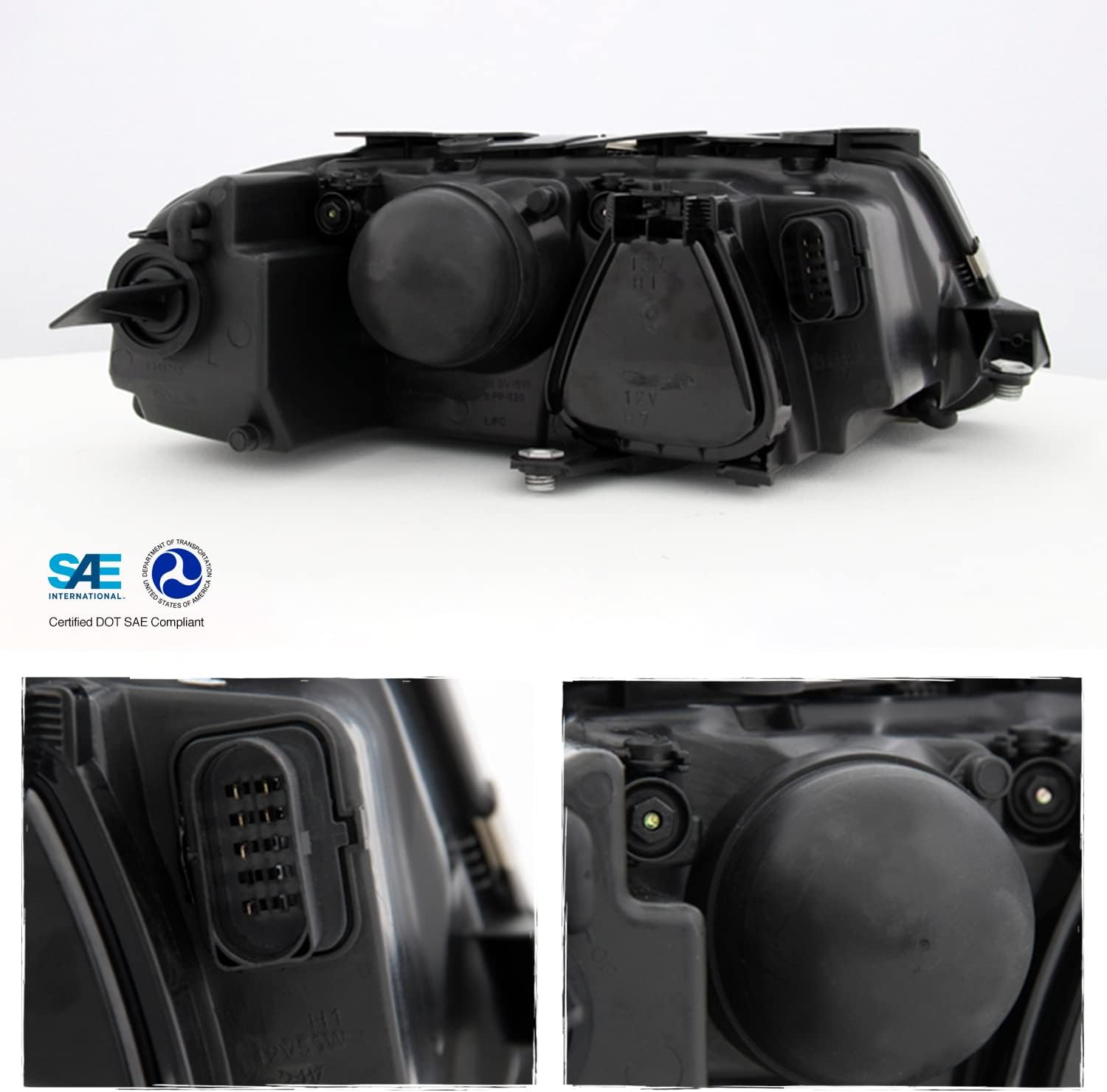 AKKON - For VW Passat Black Housing Replacement Projector Headlights Halogen Style Driver/Passenger