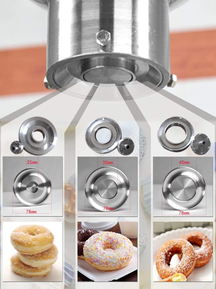 Máquina automática para hacer donas con tolva de 7 L, conteo automático, giro automático, temporizador, control de temperatura, potencia de 3000 W